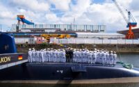 sous-marin Drakon à quai lors de la cérémonie de livraison à Kiel