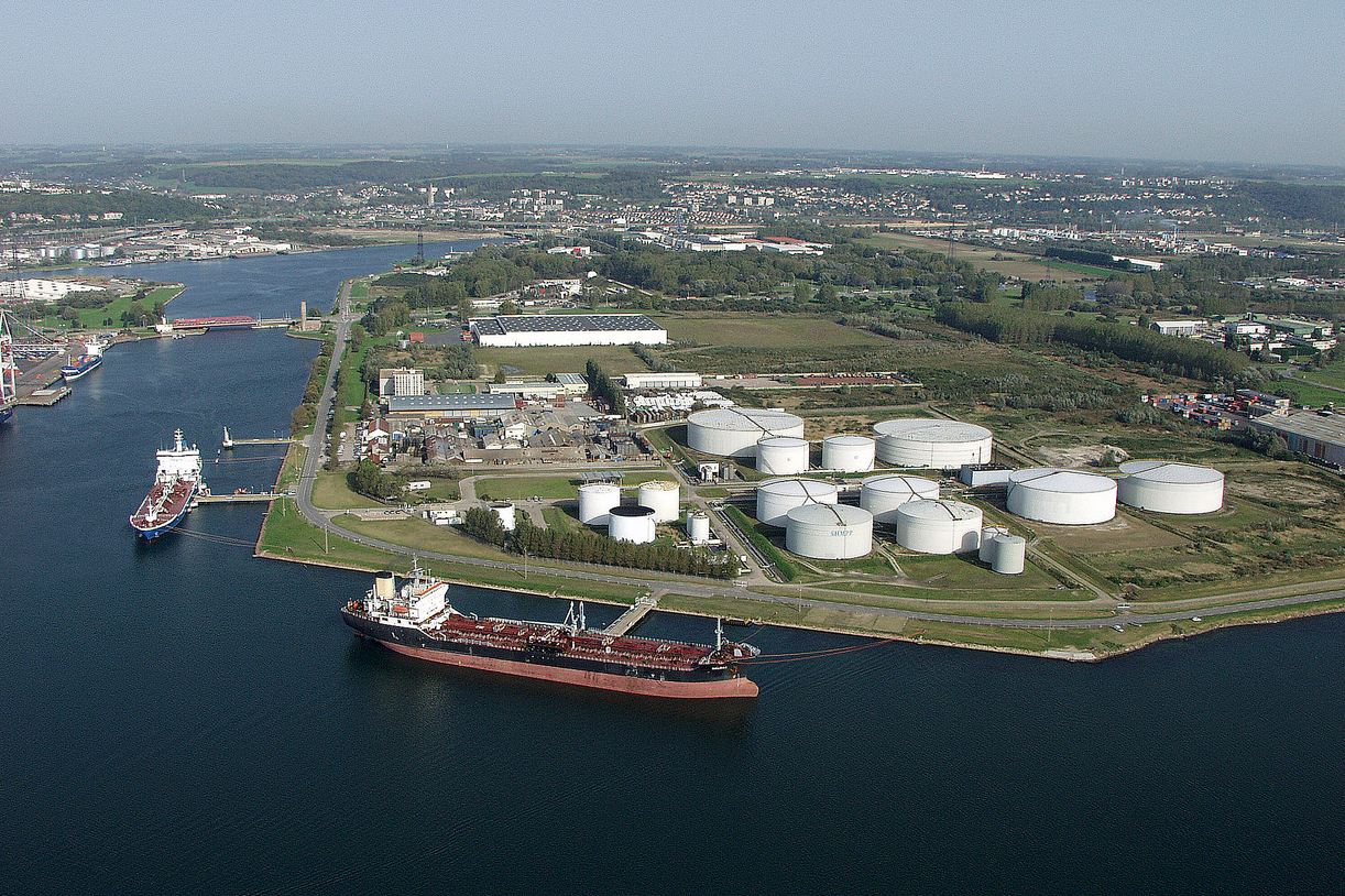 vue aérienne de la zone industrialo-portuaire du Havre
